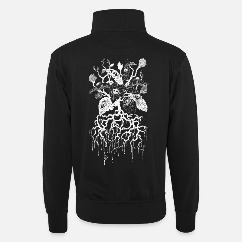 Blütenblätter der Vision - Unisex Pullover mit Zip-Kragen - Schwarz
