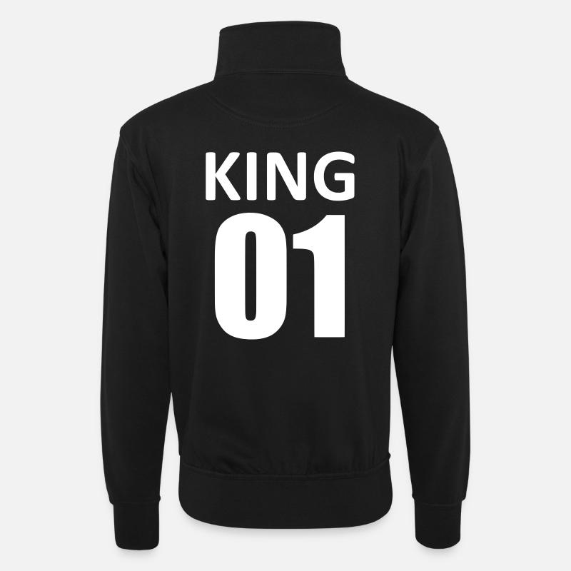 king 01 - Unisex Pullover mit Zip-Kragen - Schwarz