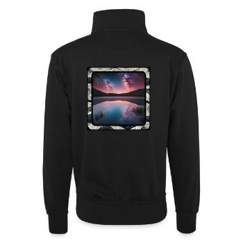 Seelandschaft mit Spiegelungen - Unisex Pullover mit Zip-Kragen - Schwarz - Hinten