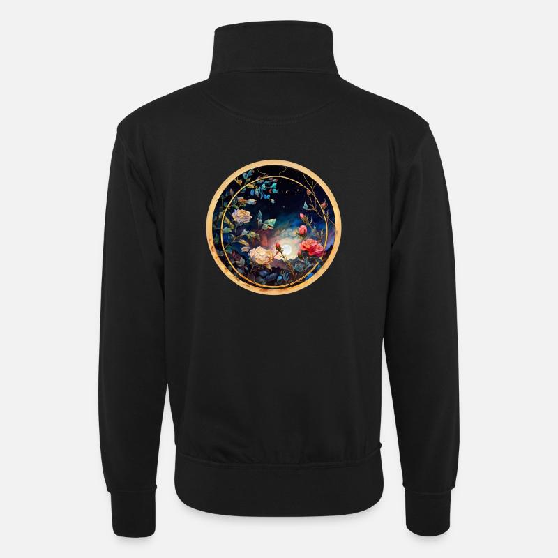 Rose - Unisex Pullover mit Zip-Kragen - Schwarz