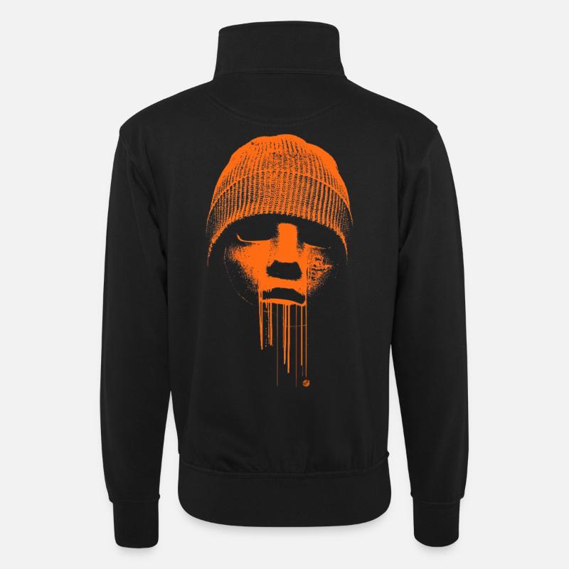 Beanie Rebell - Unisex Pullover mit Zip-Kragen - Schwarz
