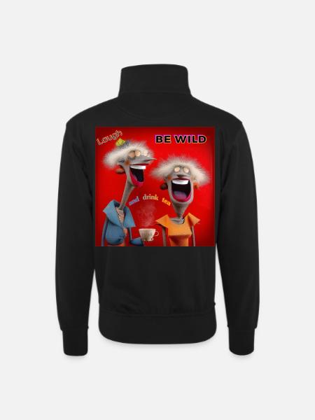 Be Wild Laugh Duo - Unisex sweater with zip collar - black