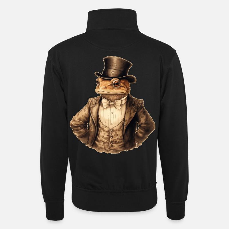 Frog Steampunk - Unisex sweater with zip collar - black