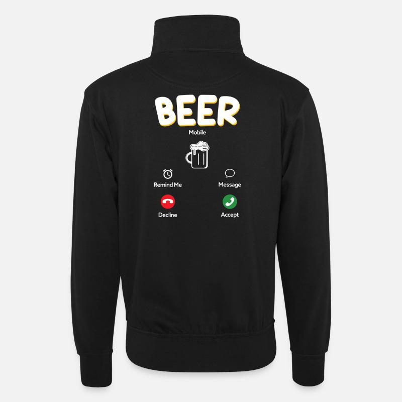 Klassisches Bierglas Motiv - Unisex Pullover mit Zip-Kragen - Schwarz