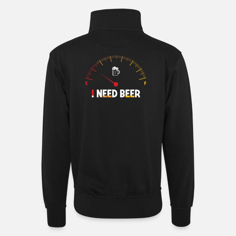 Humorvolles Bier-Motiv Design - Unisex Pullover mit Zip-Kragen - Schwarz