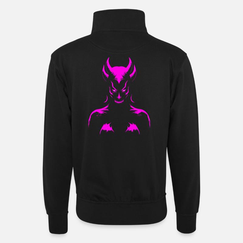 Pink Demon - Unisex Pullover mit Zip-Kragen - Schwarz
