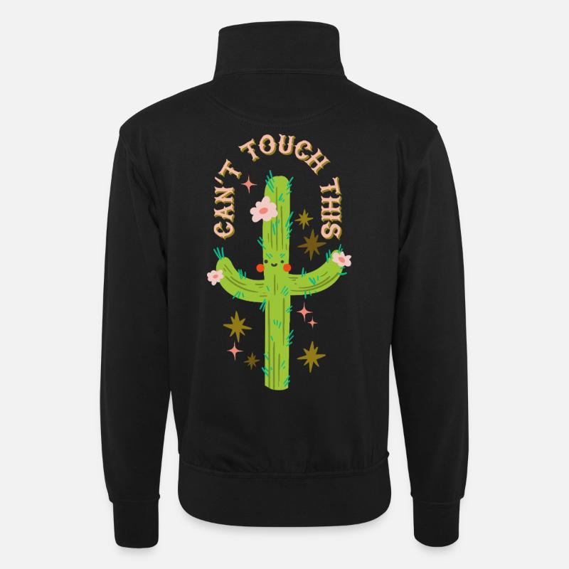 Can't touch this - Prickly cactus design - Unisex sweater with zip collar - black