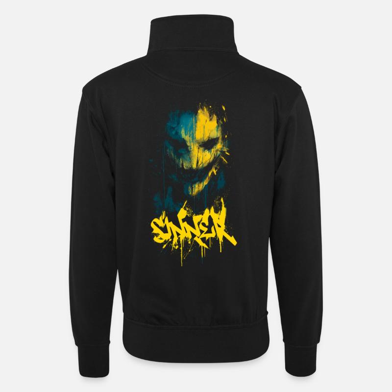 Sinner - Unisex sweater with zip collar - black