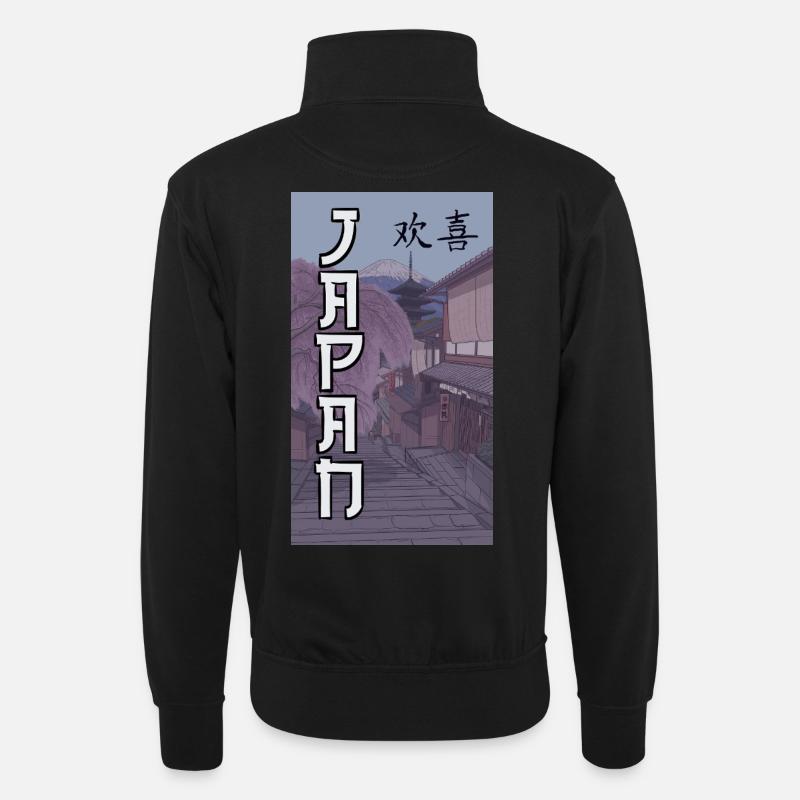 Japan - Unisex Pullover mit Zip-Kragen - Schwarz