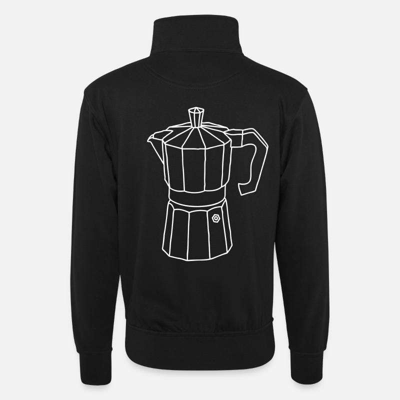 Espressokocher - Unisex Pullover mit Zip-Kragen - Schwarz