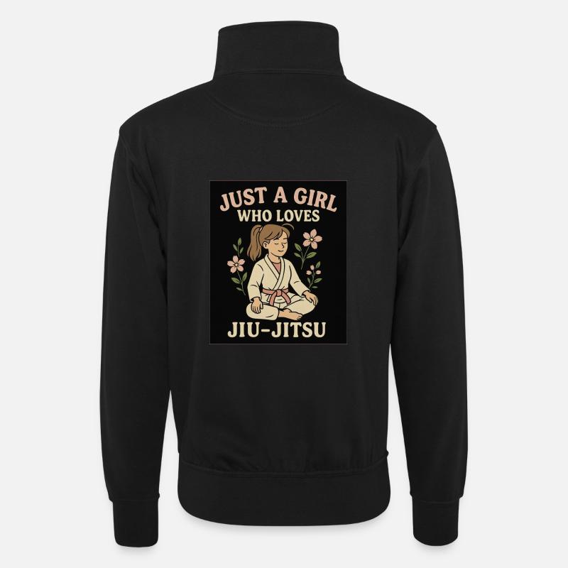 BJJ Mädchen #2 - Unisex Pullover mit Zip-Kragen - Schwarz