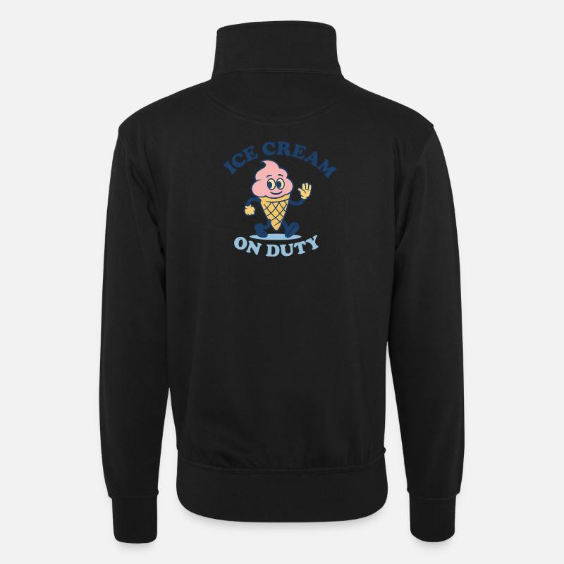 Eis im Dienst - Unisex Pullover mit Zip-Kragen - Schwarz