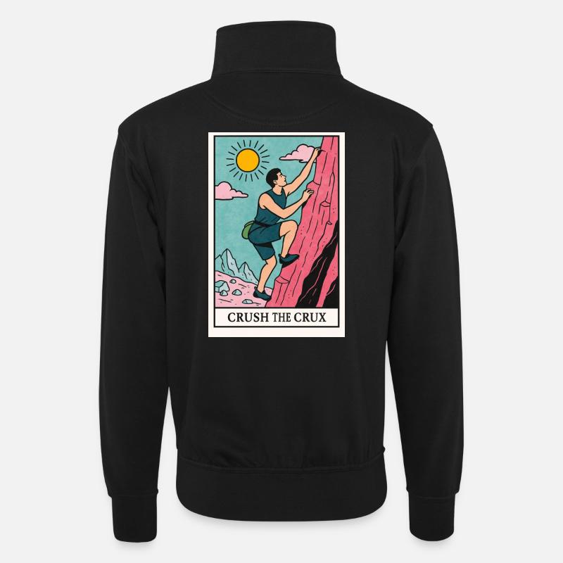 Adventurous boulder motif - Unisex sweater with zip collar - black