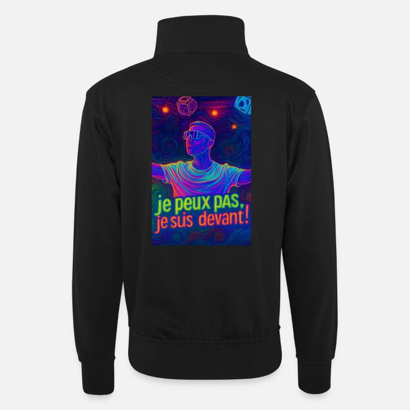 Techno - Sweat col montant zippé unisexe - noir