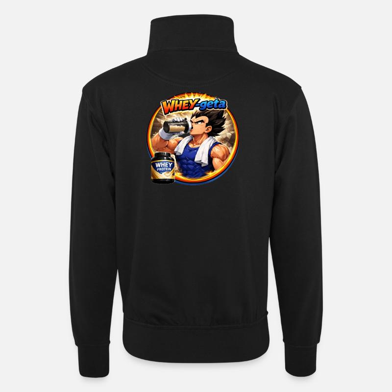 WHEYgeta - Unisex Pullover mit Zip-Kragen - Schwarz