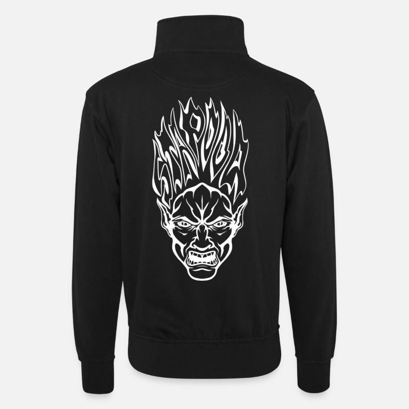 Stapooa dämon1 - Unisex Pullover mit Zip-Kragen - Schwarz