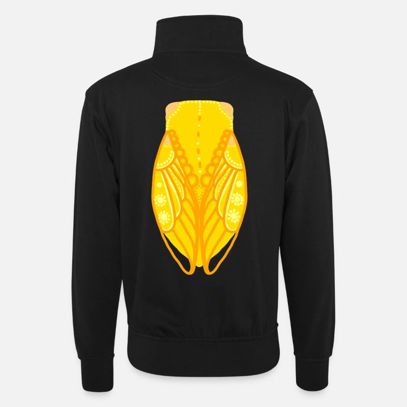 Gelbe Zikade - Unisex Pullover mit Zip-Kragen - Schwarz
