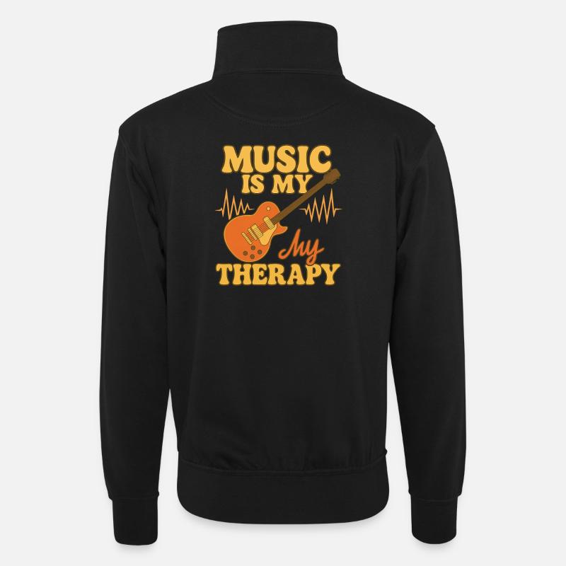 Musikliebe Therapie Design - Unisex Pullover mit Zip-Kragen - Schwarz