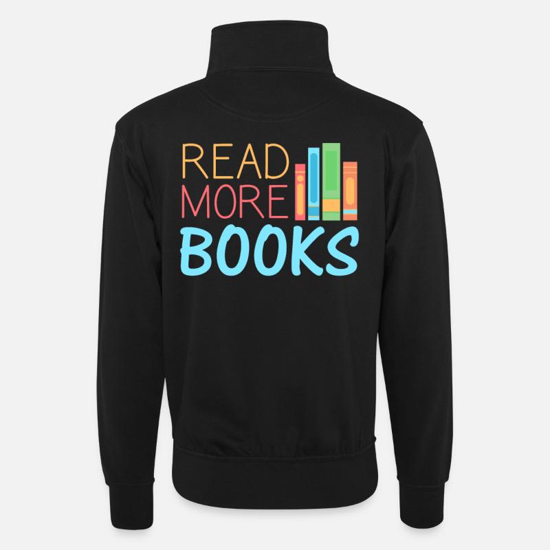 Bücher lesen Buch - Unisex Pullover mit Zip-Kragen - Schwarz