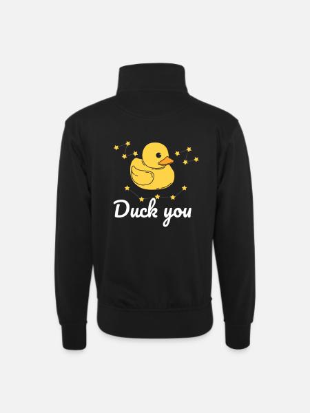 Ente Spruch Geschenk - Unisex Pullover mit Zip-Kragen - Schwarz