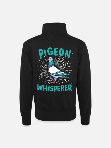 Taube Tauben Flüsterer - Unisex Pullover mit Zip-Kragen - Schwarz