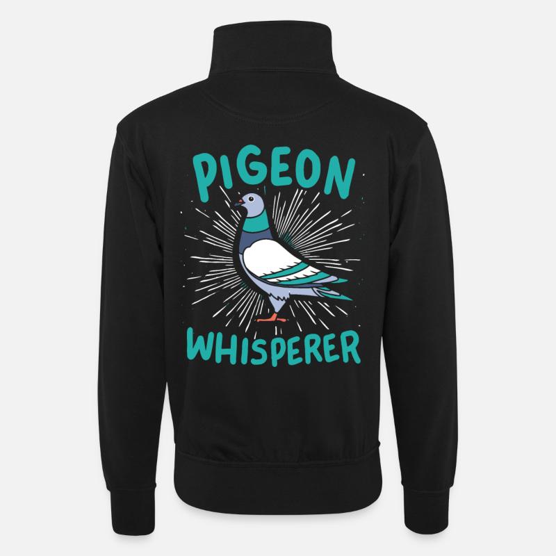 Taube Tauben Flüsterer - Unisex Pullover mit Zip-Kragen - Schwarz