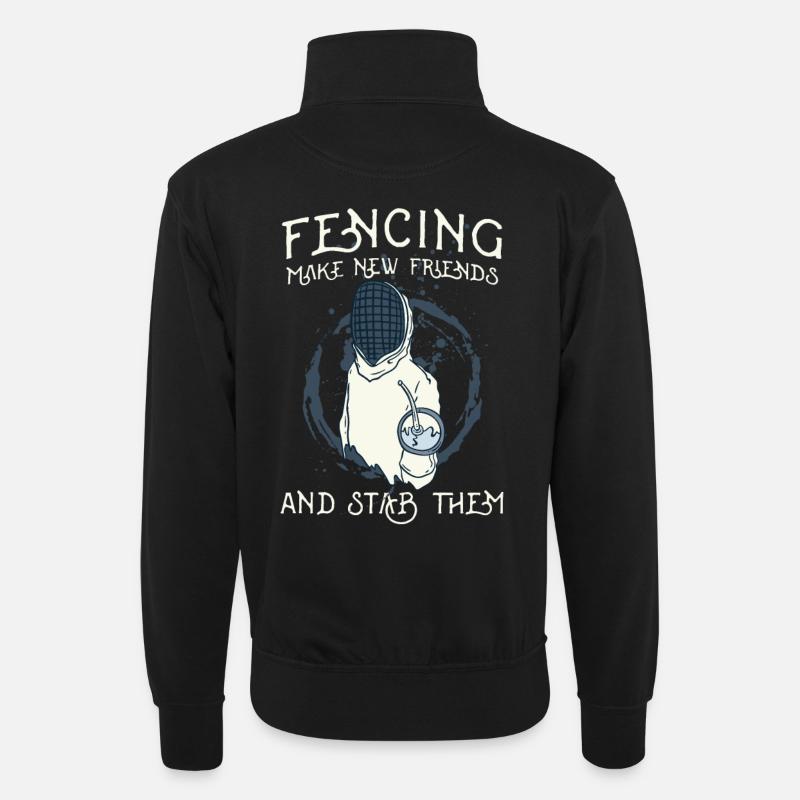 Fechten Fechter - Unisex Pullover mit Zip-Kragen - Schwarz