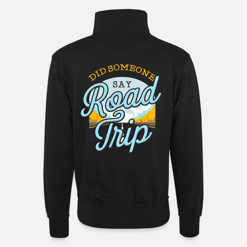 Road Trip - Unisex Pullover mit Zip-Kragen - Schwarz