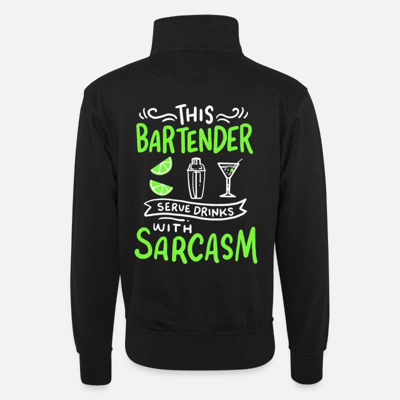 Barkeeper - Unisex Pullover mit Zip-Kragen - Schwarz