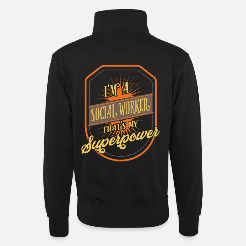 Sozialarbeiter - Unisex Pullover mit Zip-Kragen - Schwarz