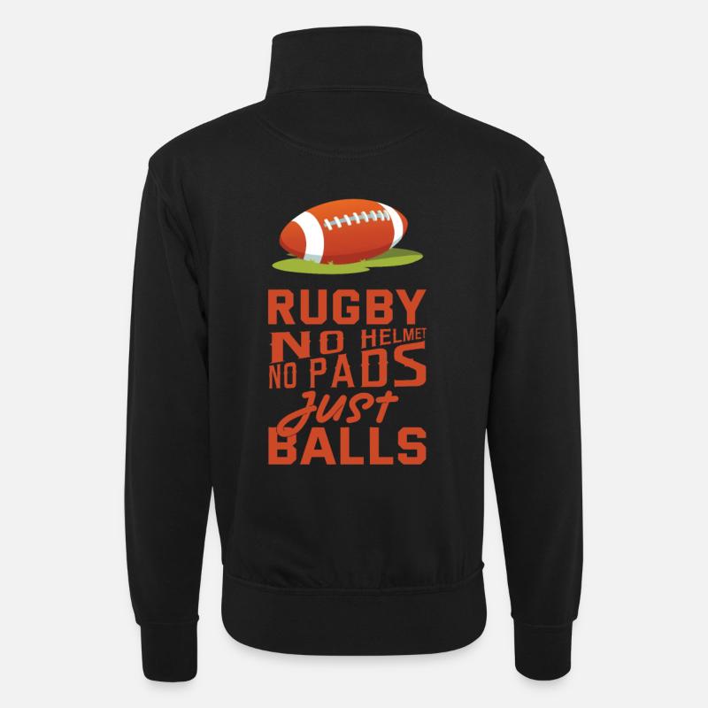 Rugby Sport Geschenk - Unisex Pullover mit Zip-Kragen - Schwarz