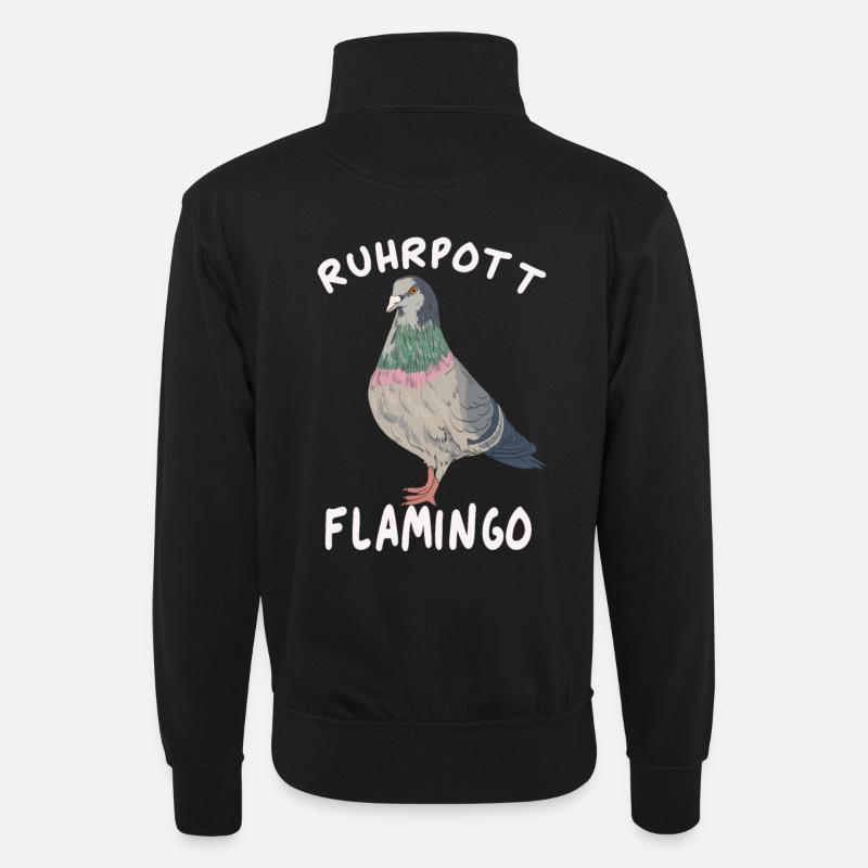 Ruhrpott Flamingo pigeon mining - Unisex sweater with zip collar - black