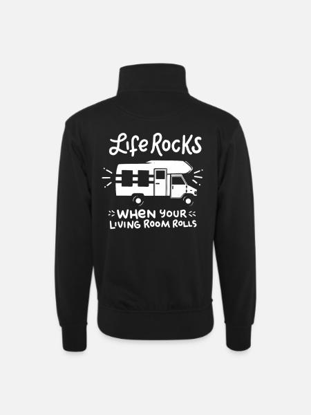 camping - Unisex sweater with zip collar - black