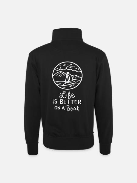 Sailing Sailing Boat - Unisex sweater with zip collar - black