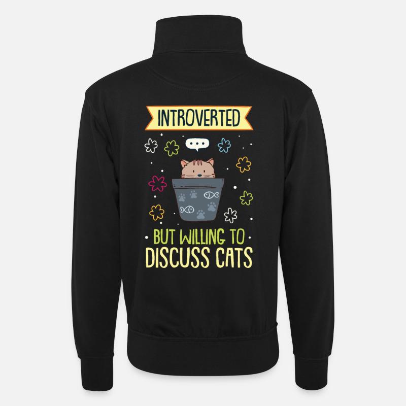 introvert - Unisex sweater with zip collar - black
