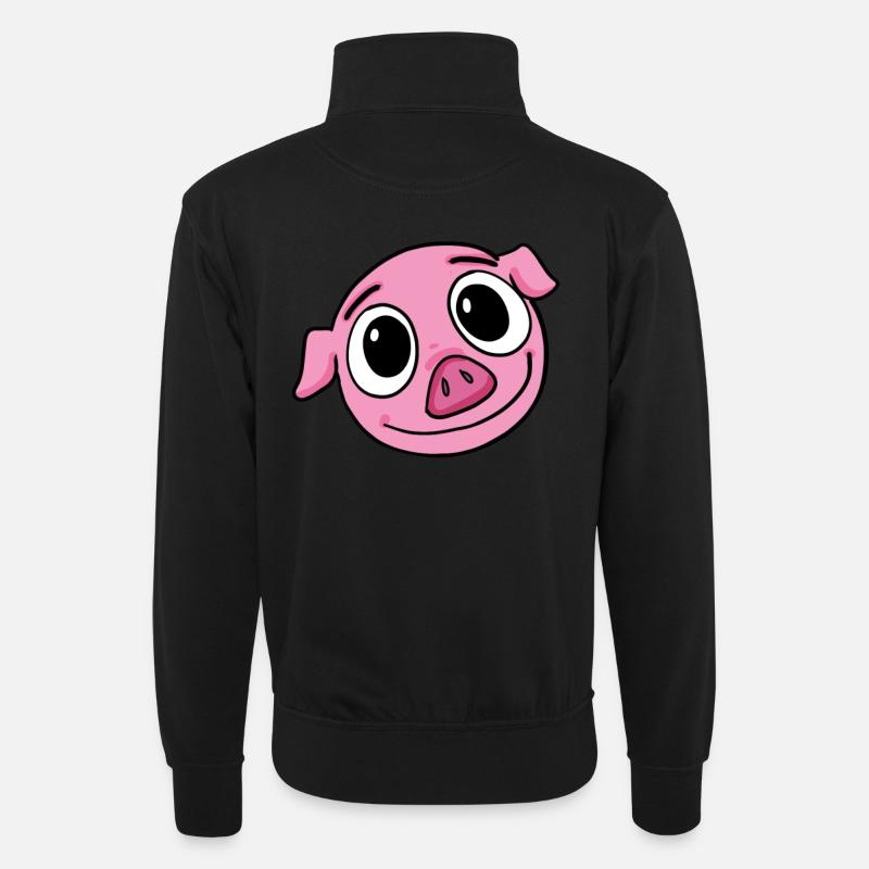 Schwein - Unisex Pullover mit Zip-Kragen - Schwarz