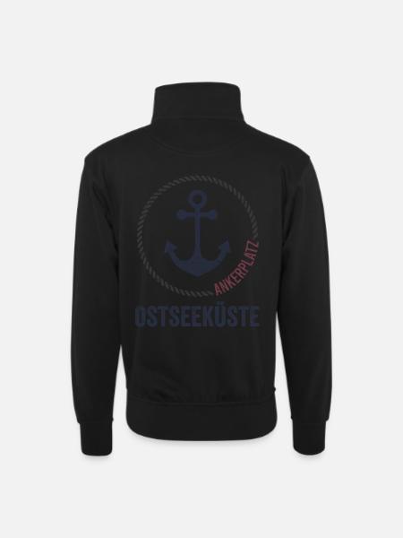 Ostseeküste Ankerplatz Nautik-Design - Unisex Pullover mit Zip-Kragen - Schwarz