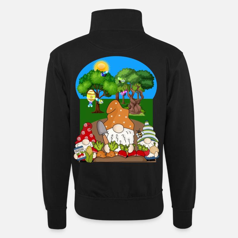 Gartenarbeit Frühling - Unisex Pullover mit Zip-Kragen - Schwarz