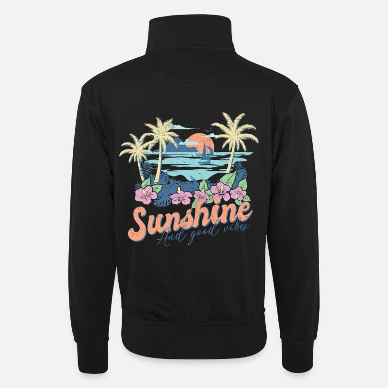 Sunshine And Great Vibes Summer - Unisex sweater with zip collar - black