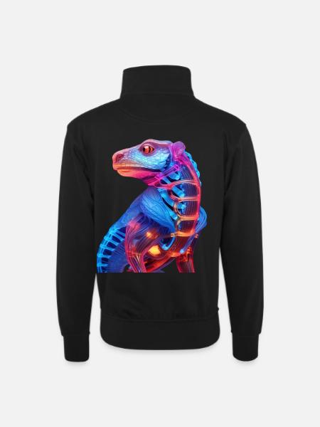 Neon-Illuminierter Drachen - Unisex Pullover mit Zip-Kragen - Schwarz