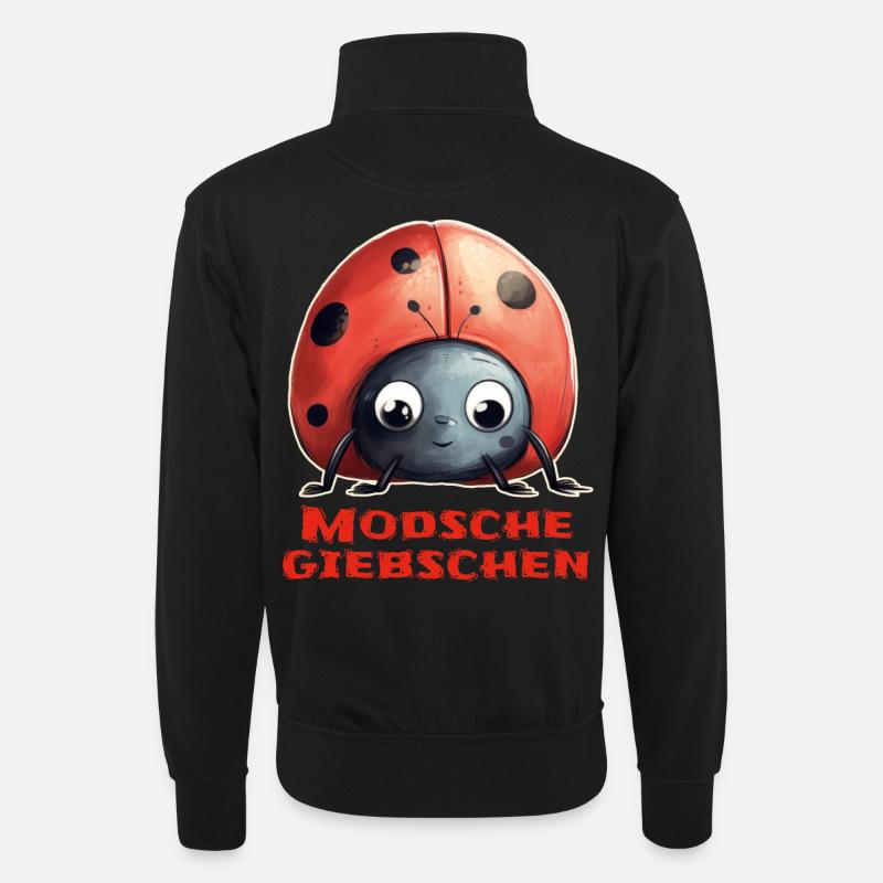 Modschegiebchen Marienkäfer - Unisex Pullover mit Zip-Kragen - Schwarz