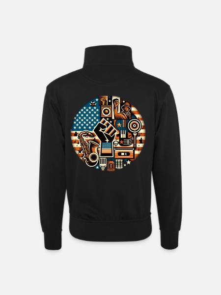 Black Music Power - Unisex sweater with zip collar - black