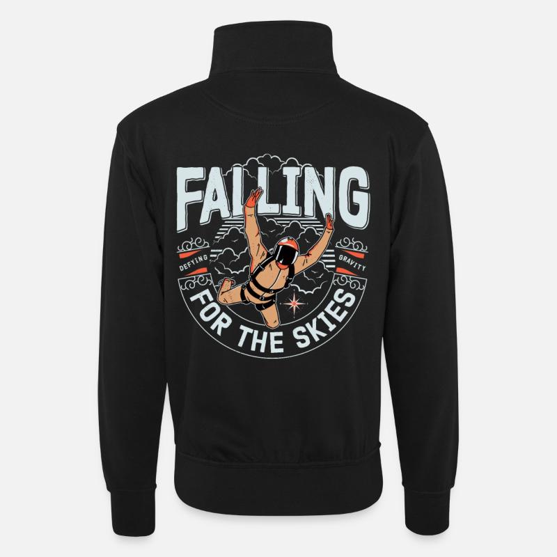 Falling for the skies - Unisex Pullover mit Zip-Kragen - Schwarz
