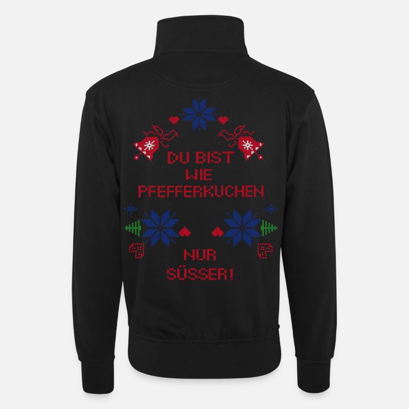 Pfefferkuchen Advent - Unisex Pullover mit Zip-Kragen - Schwarz
