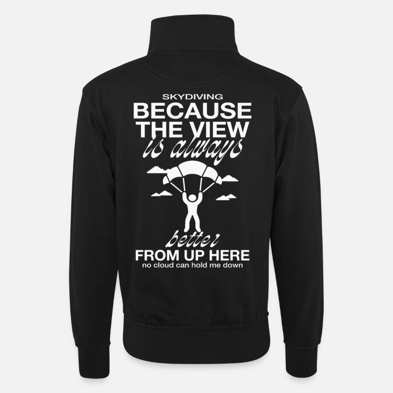 Skydiving - Unisex Pullover mit Zip-Kragen - Schwarz
