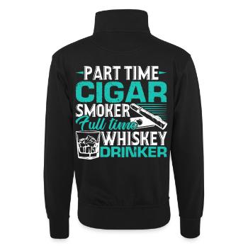 Cigar Smoking Part Time Cigar Smoker - Unisex sweater with zip collar - black - Back