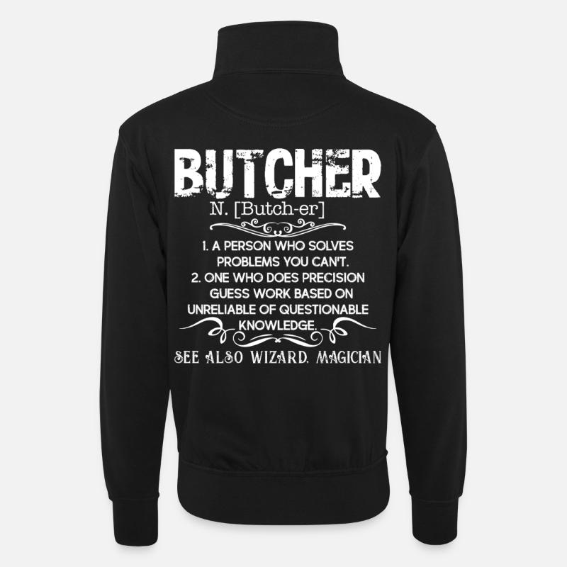 Butcher Definition - Unisex sweater with zip collar - black