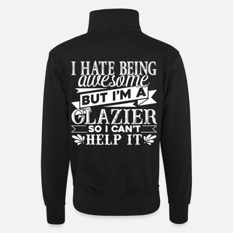 Glazier Awesome Glazier - Unisex sweater with zip collar - black