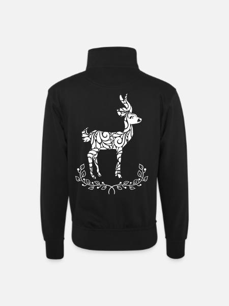 Antelope Antelope Floral Pattern - Unisex sweater with zip collar - black