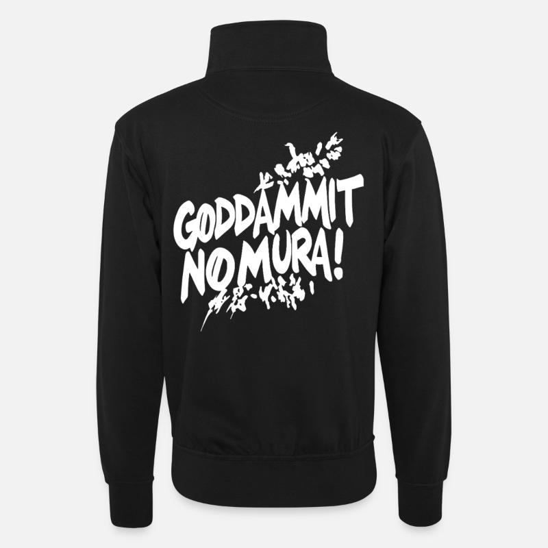 Goddammit Nomura – Zerstörungs Design - Unisex Pullover mit Zip-Kragen - Schwarz